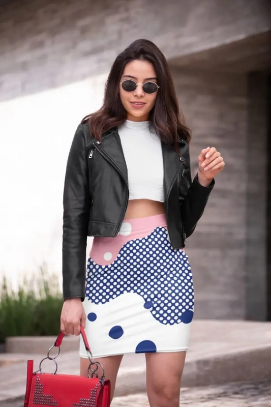 Polka Dots 3 Pencil Skirt