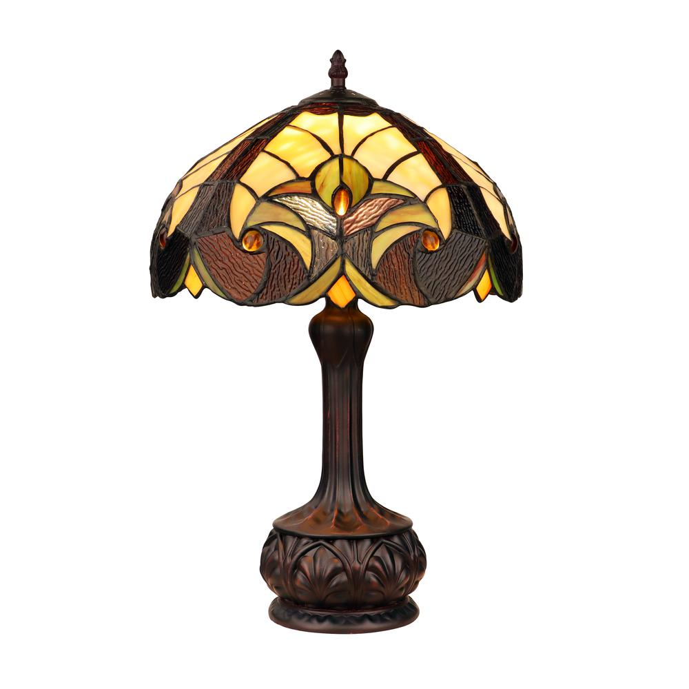 Tiffany-Style Antique Dark Bronze 1-Light Victorian Table Lamp 12" Shade