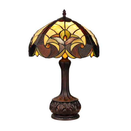 Tiffany-Style Antique Dark Bronze 1-Light Victorian Table Lamp 12" Shade