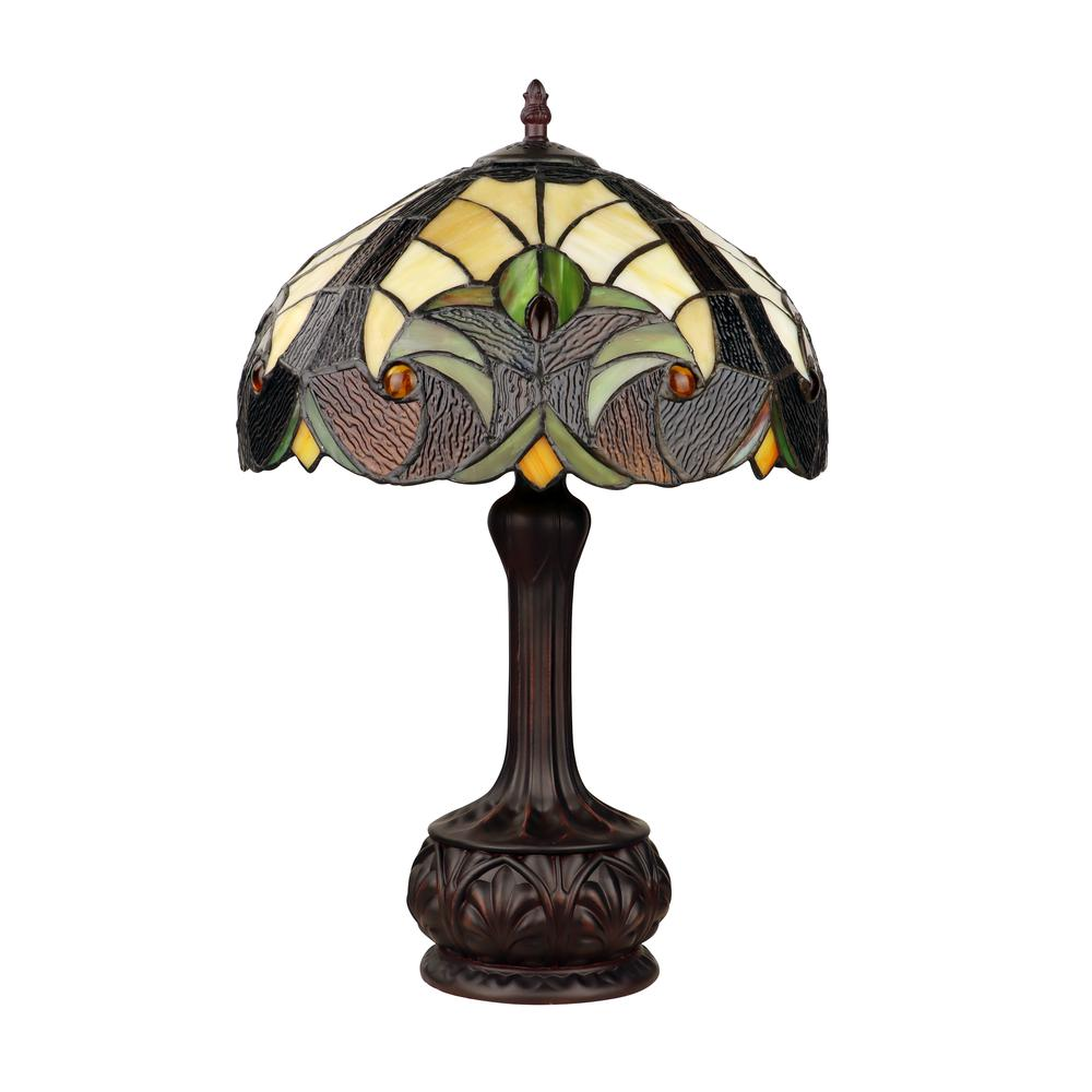 Tiffany-Style Antique Dark Bronze 1-Light Victorian Table Lamp 12" Shade