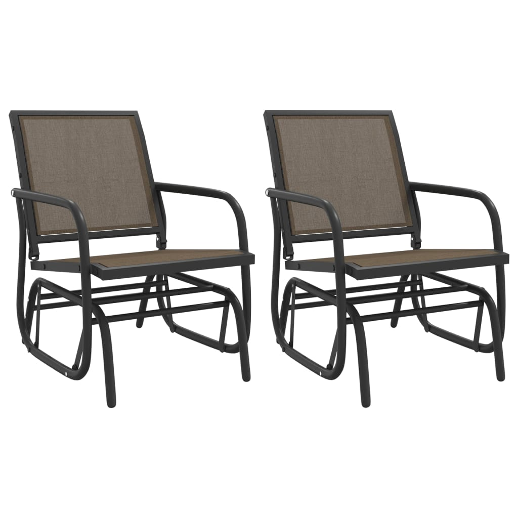 vidaXL 3 Piece Garden Glider Lounge Set Brown Textilene and Steel