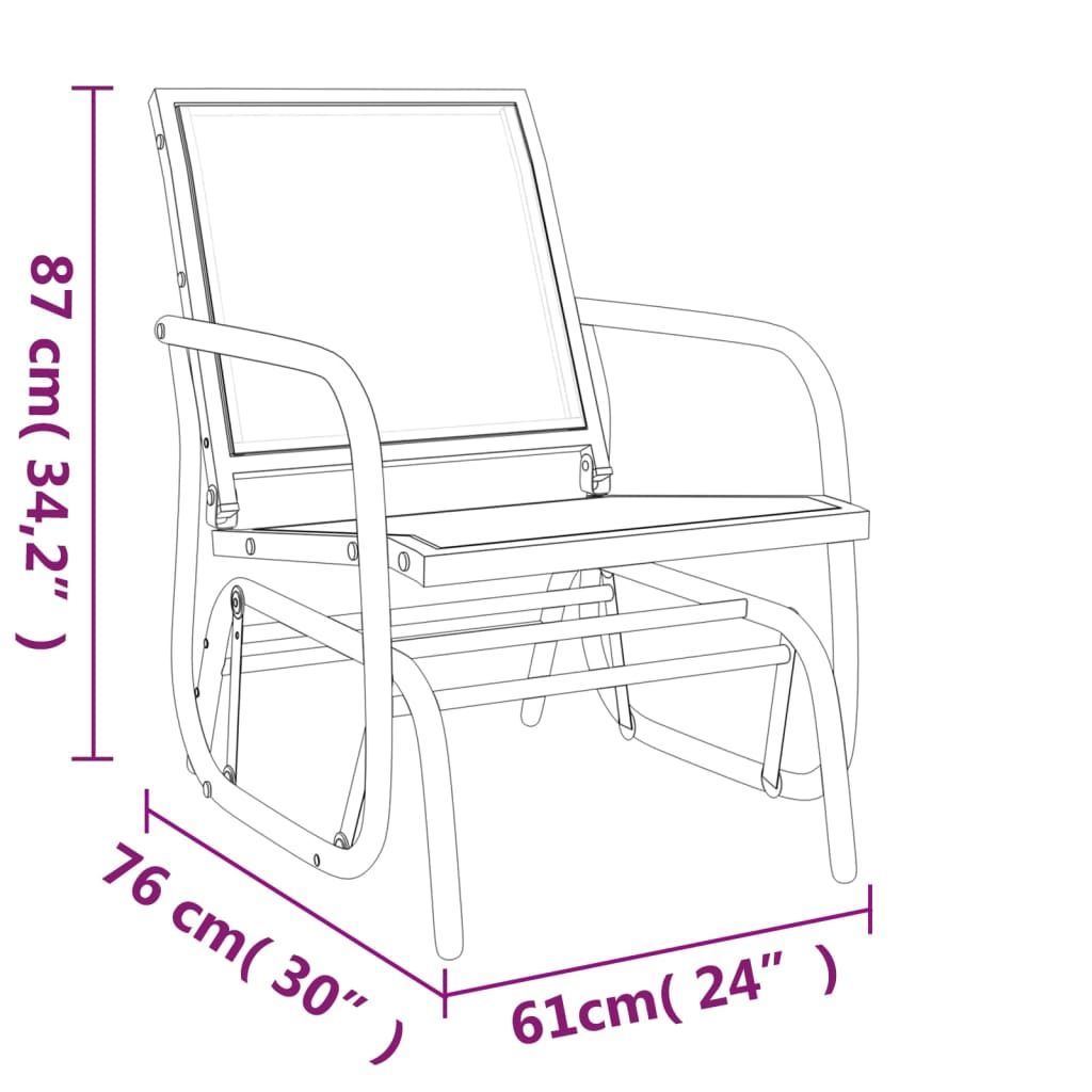 vidaXL 3 Piece Garden Glider Lounge Set Brown Textilene and Steel