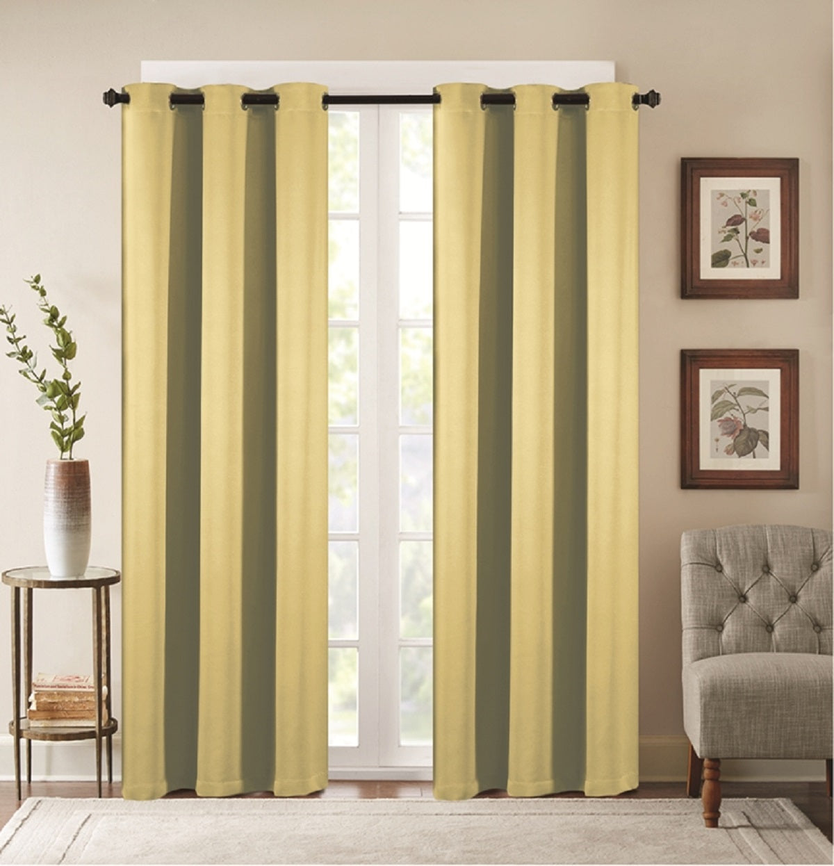 J&V TEXTILES 2-Panels: Room Darkening Thermal Insulated Blackout Grommet Window Curtain Panels for Living Room