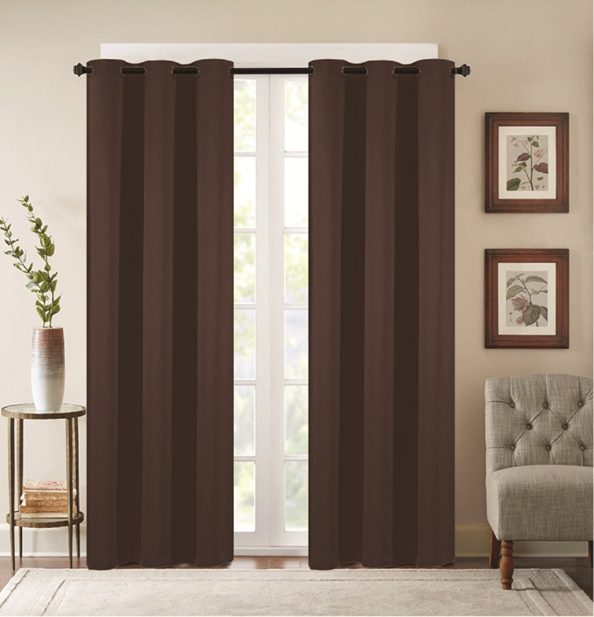 J&V TEXTILES 2-Panels: Room Darkening Thermal Insulated Blackout Grommet Window Curtain Panels for Living Room