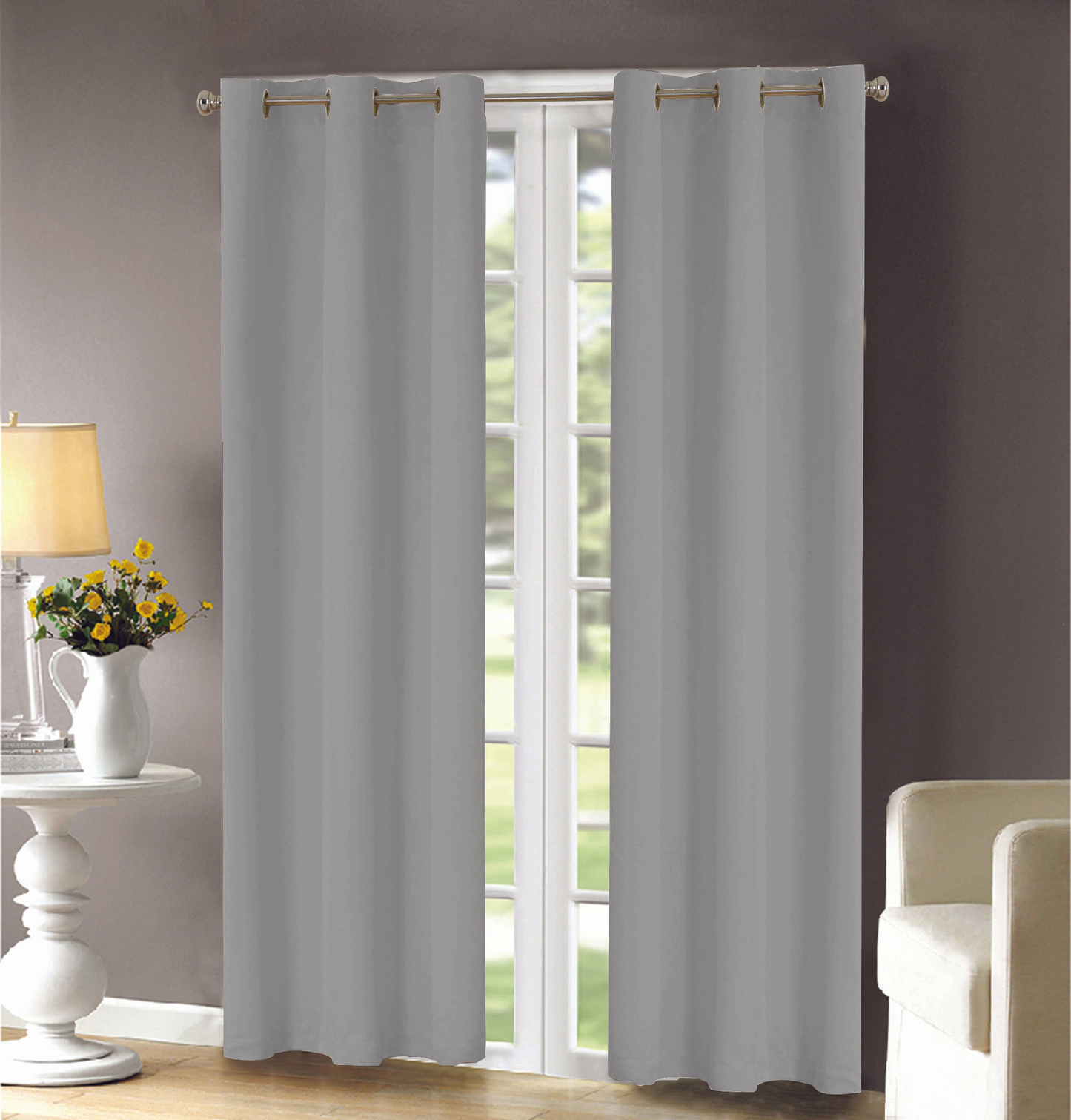 J&V TEXTILES 2-Panels: Room Darkening Thermal Insulated Blackout Grommet Window Curtain Panels for Living Room