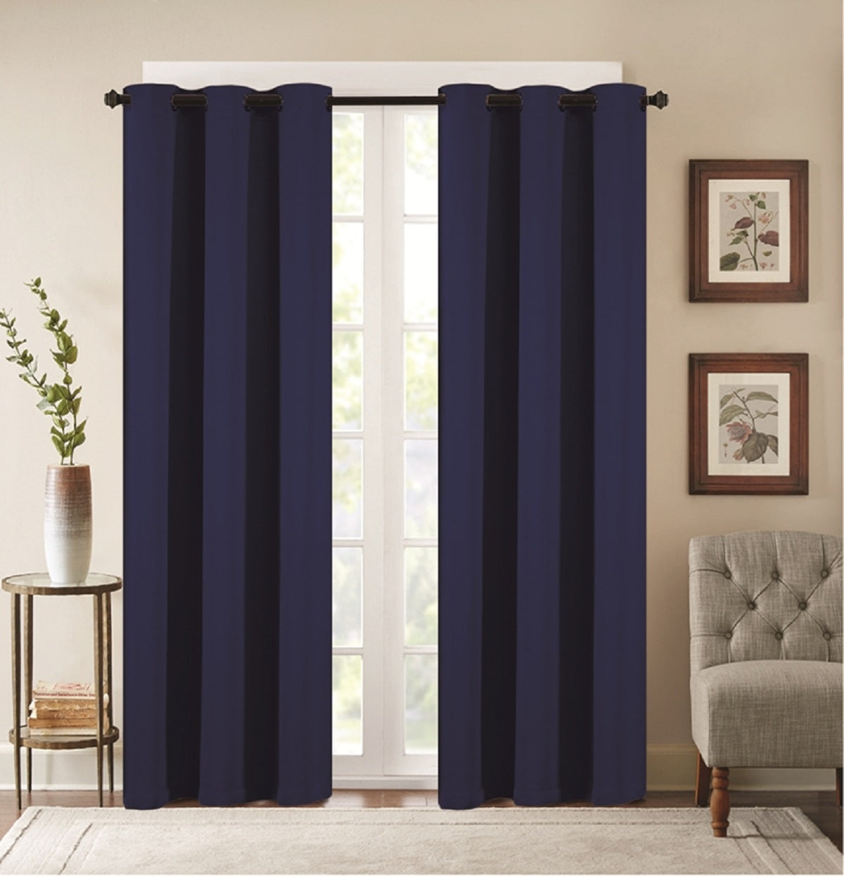 J&V TEXTILES 2-Panels: Room Darkening Thermal Insulated Blackout Grommet Window Curtain Panels for Living Room