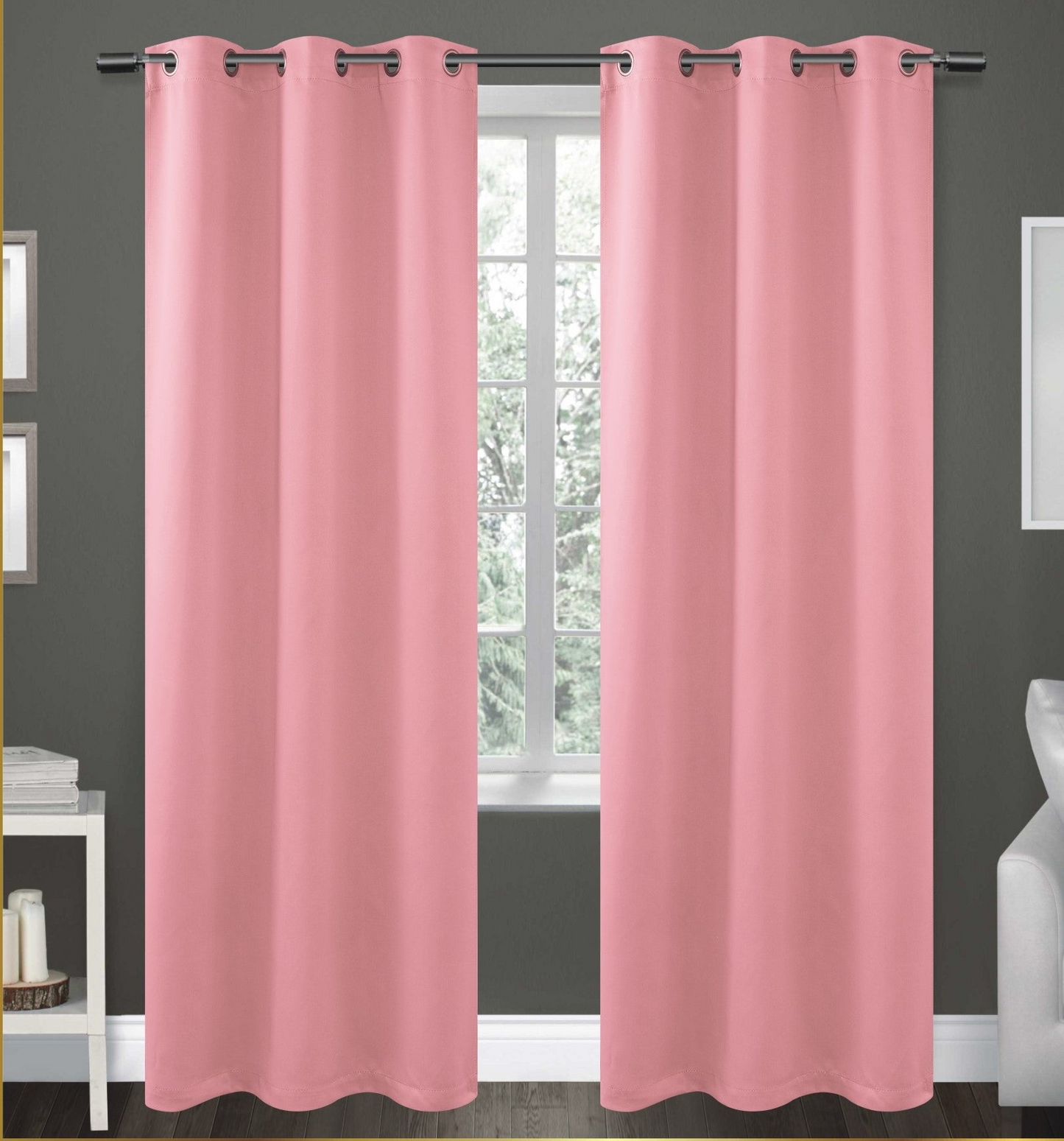 J&V TEXTILES 2-Panels: Room Darkening Thermal Insulated Blackout Grommet Window Curtain Panels for Living Room