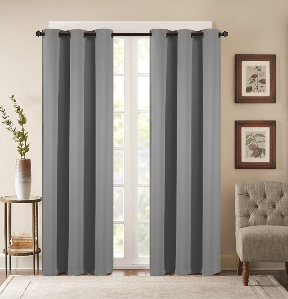 J&V TEXTILES 2-Panels: Room Darkening Thermal Insulated Blackout Grommet Window Curtain Panels for Living Room