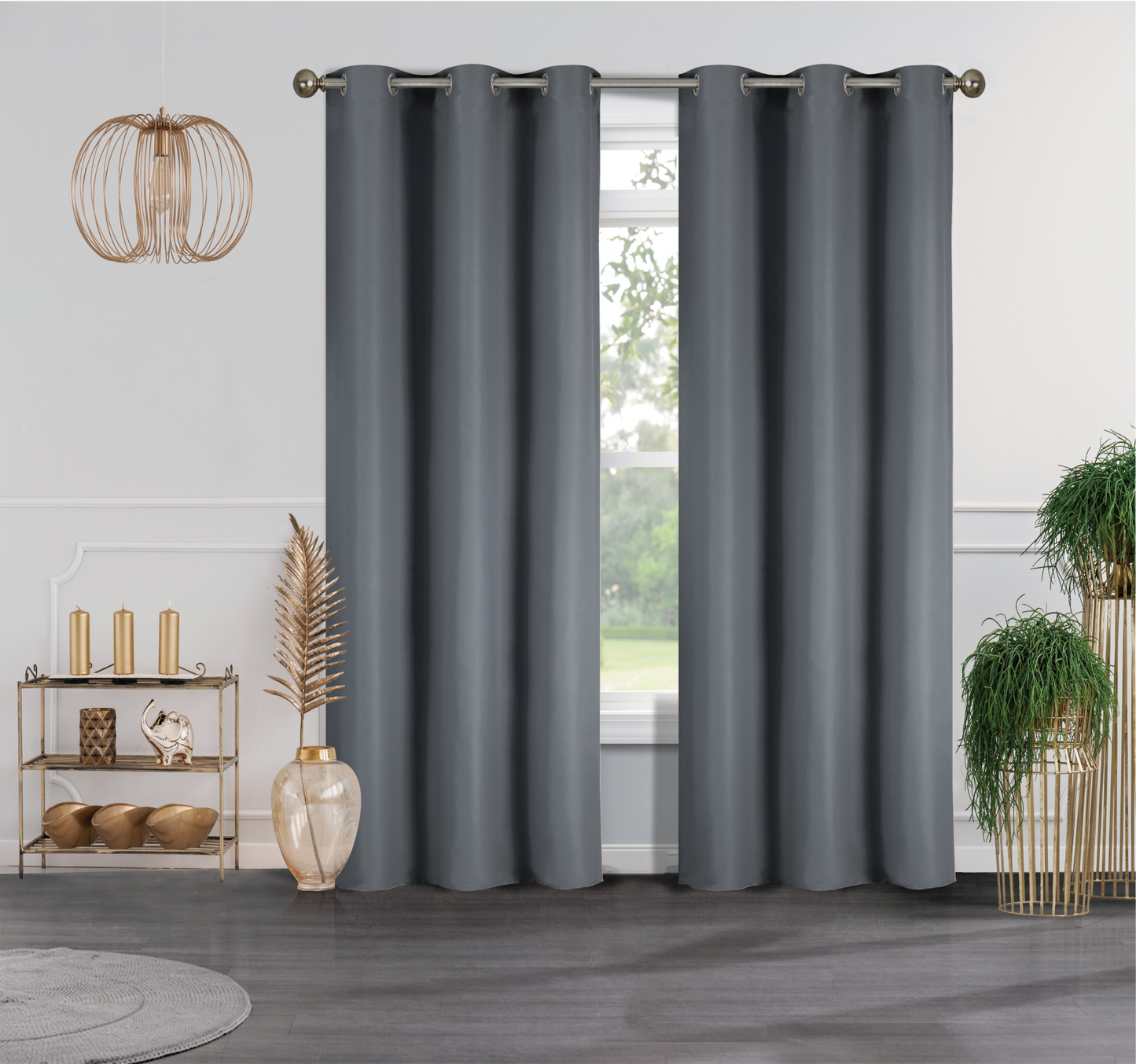 J&V TEXTILES 2-Panels: Room Darkening Thermal Insulated Blackout Grommet Window Curtain Panels for Living Room