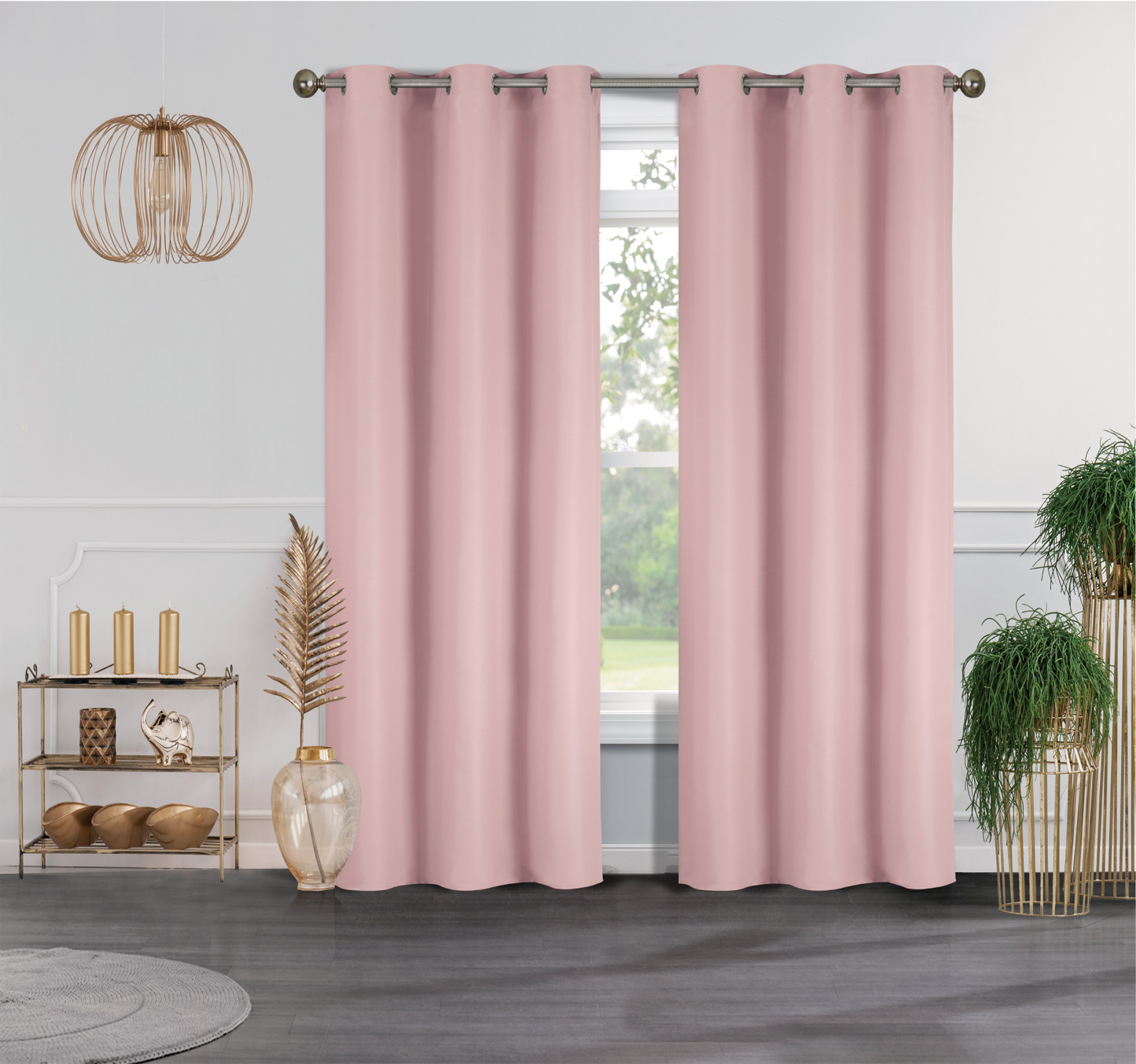 J&V TEXTILES 2-Panels: Room Darkening Thermal Insulated Blackout Grommet Window Curtain Panels for Living Room