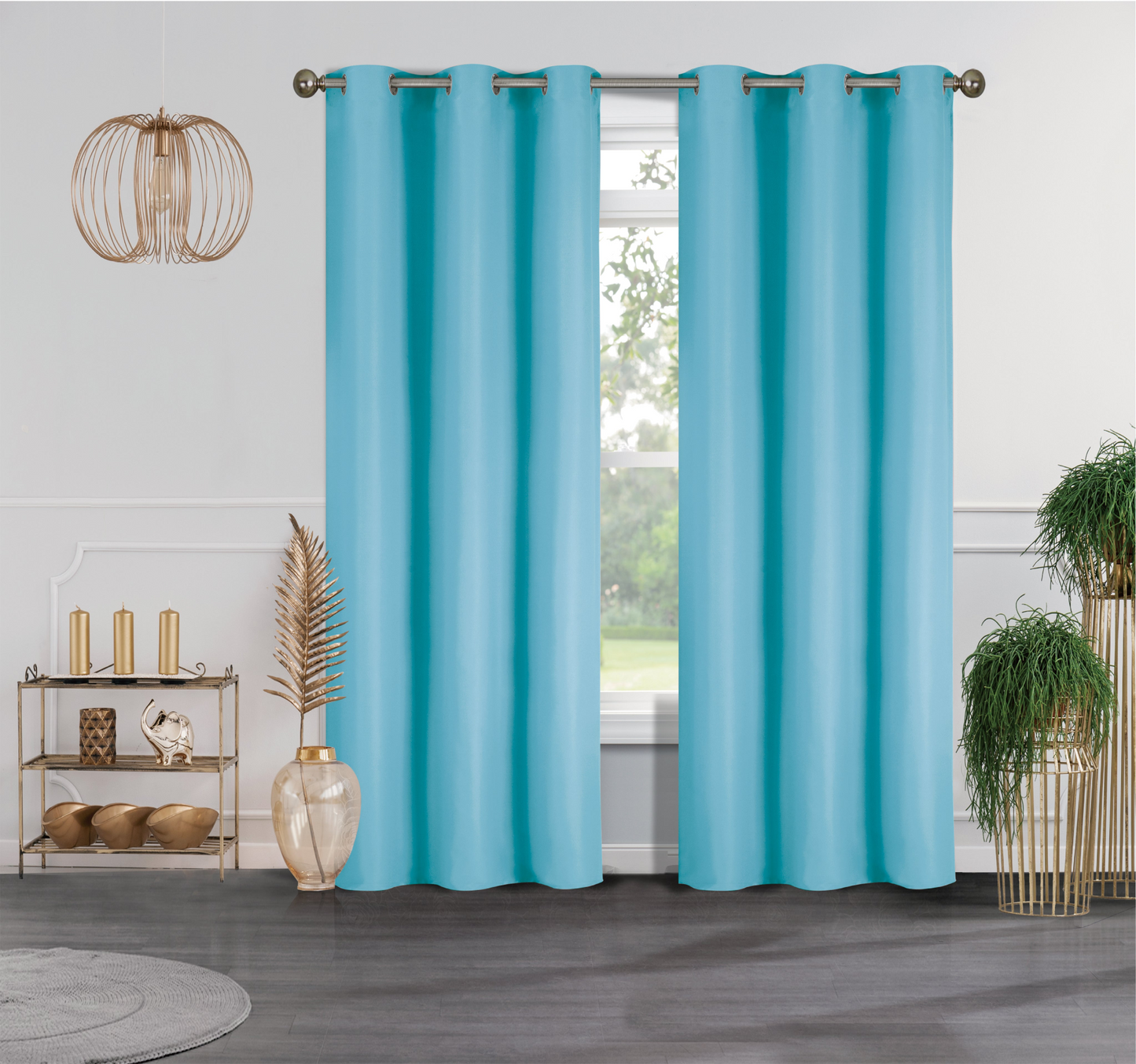 J&V TEXTILES 2-Panels: Room Darkening Thermal Insulated Blackout Grommet Window Curtain Panels for Living Room