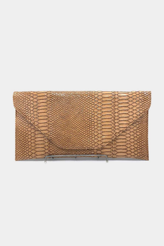 Snake Skin Envelope Clutch and Shoulder Bag