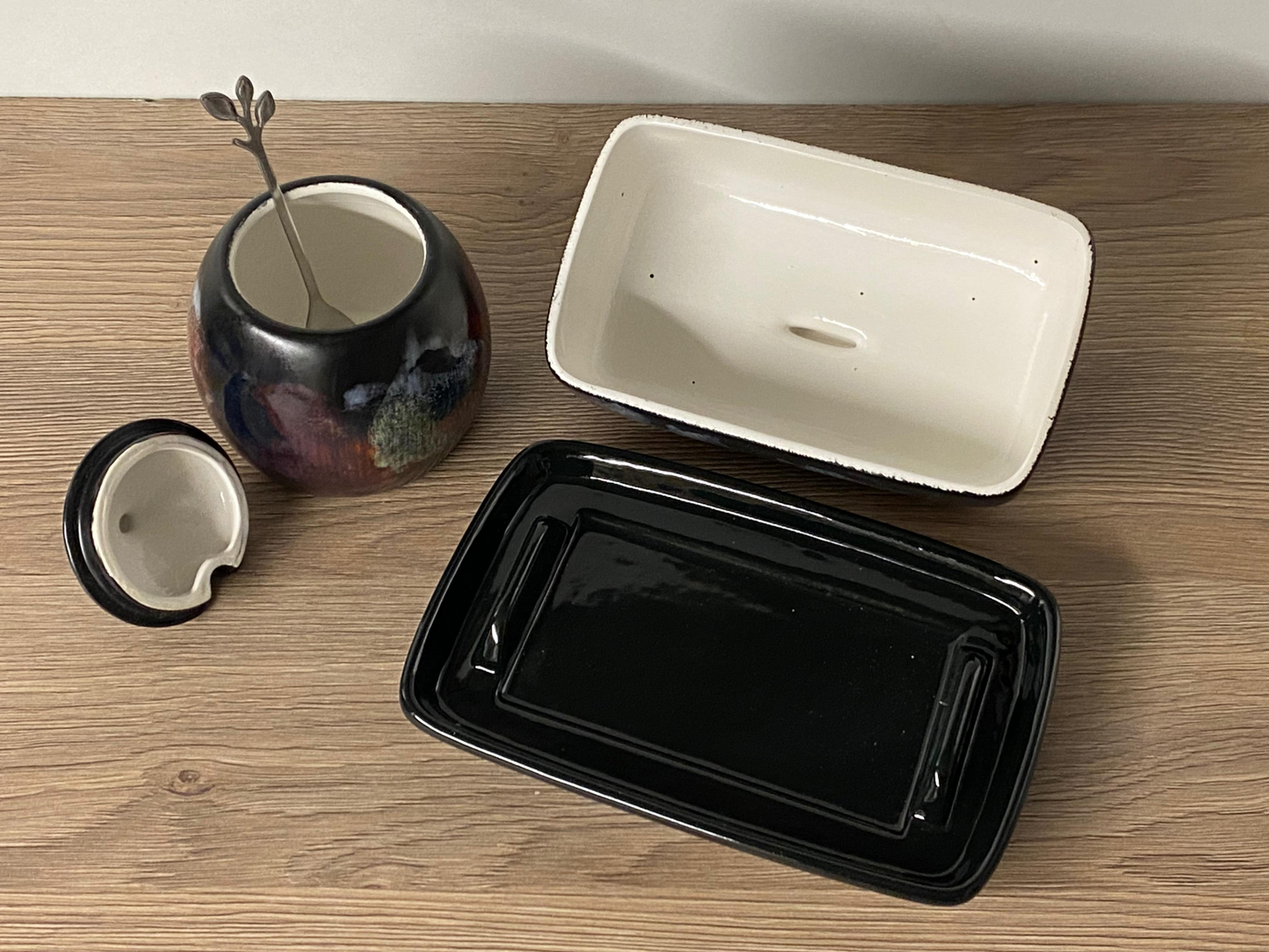 Butter Dish and Sugar Bowl Set - Abstract Glaze