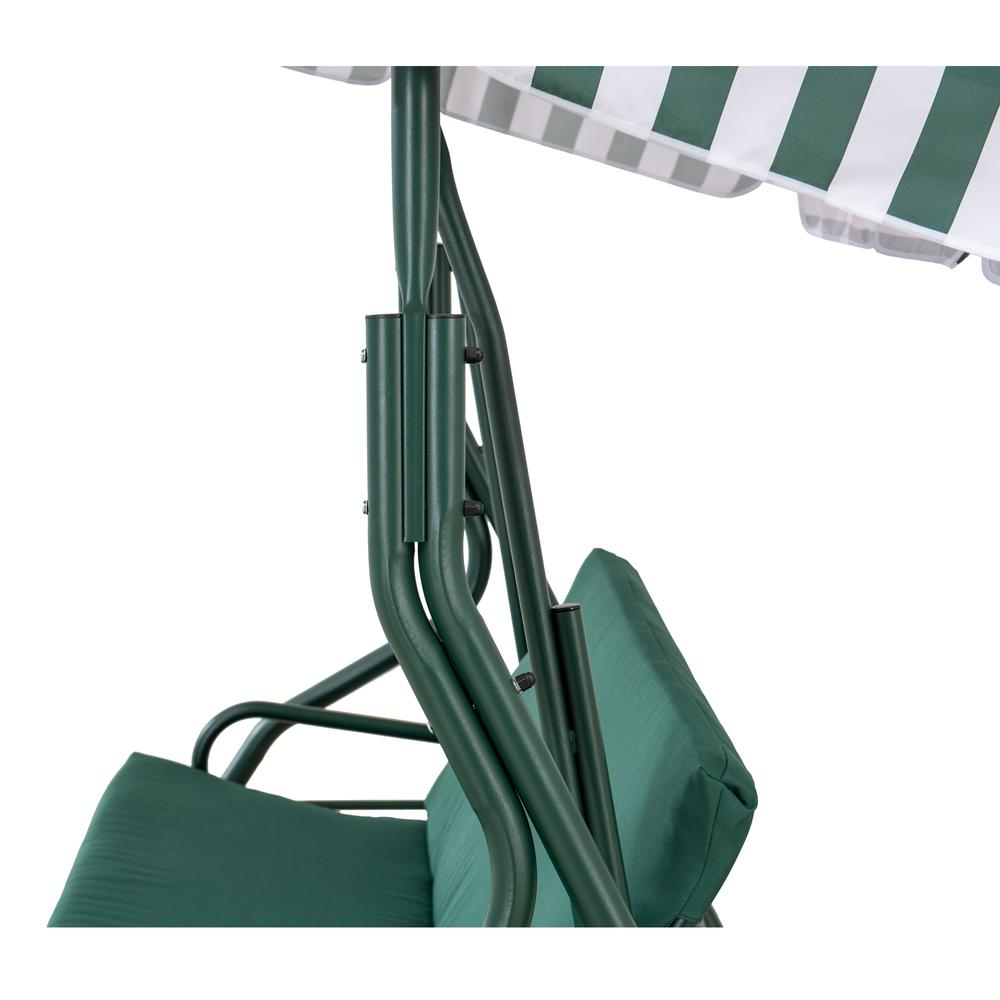 Sunjoy Green and White Covered 2-Seat Swing with Tilt Canopy