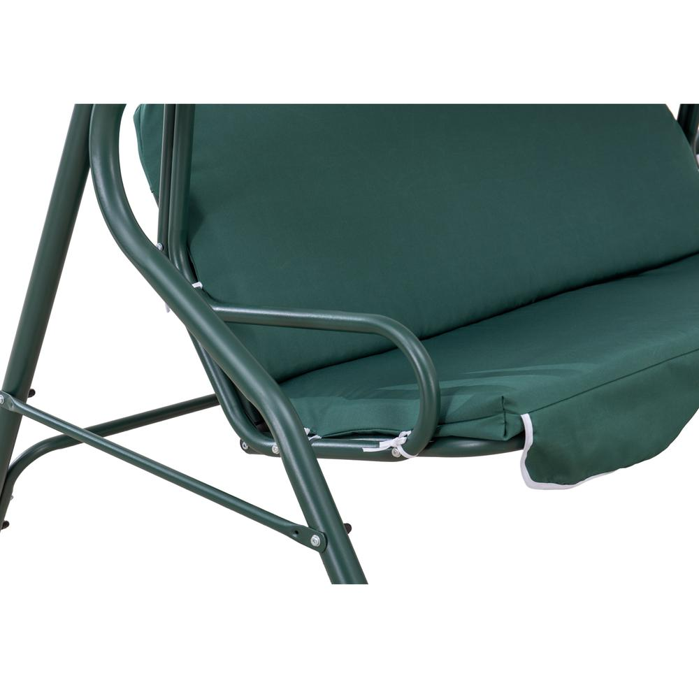 Sunjoy Green and White Covered 2-Seat Swing with Tilt Canopy