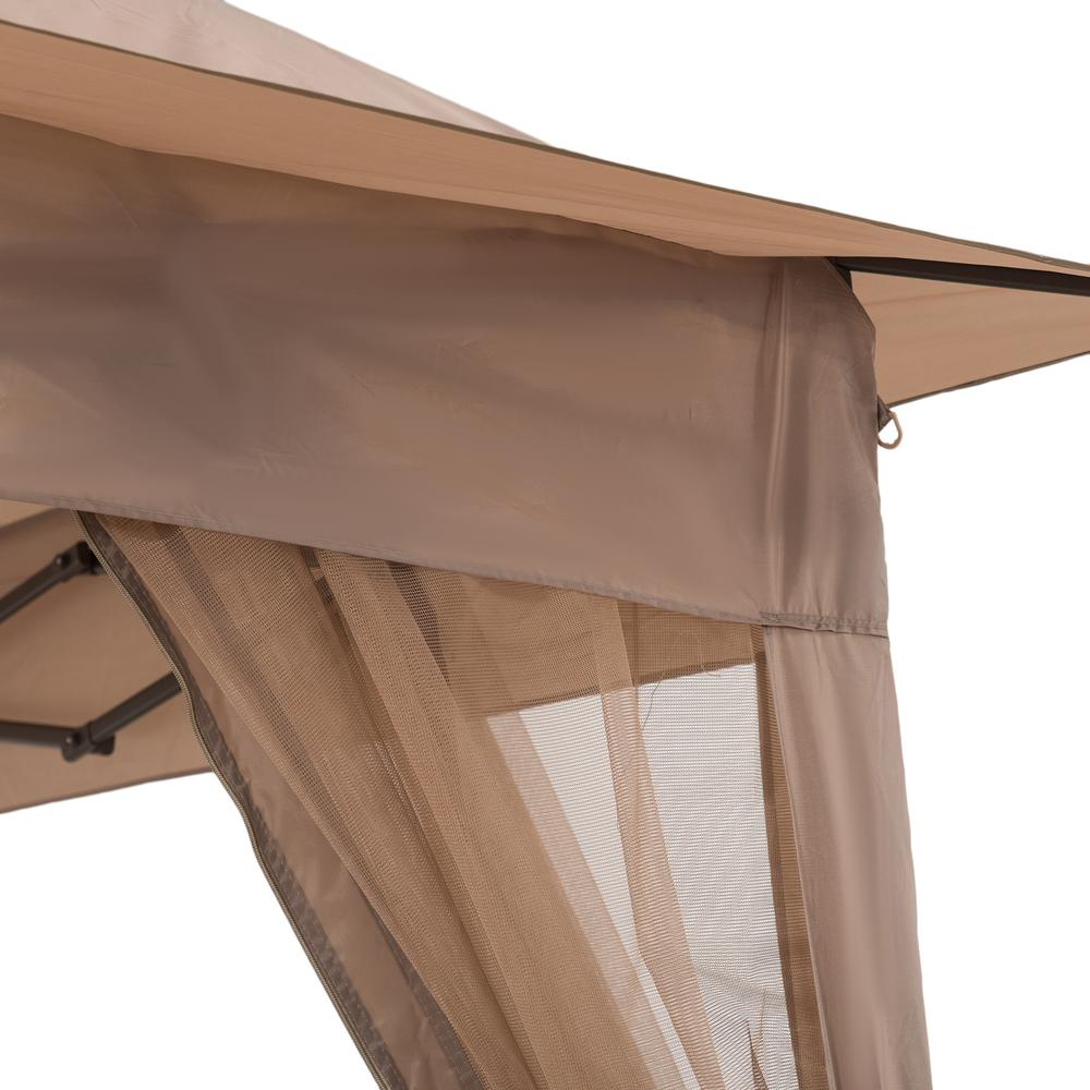 Patio Brown Steel Frame 11 x 11 ft Pop Up Portable 2 Tier Soft Top Gazebo