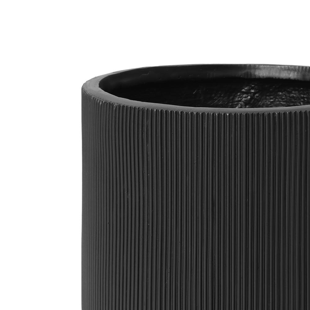 17.3-Inch Round Black Stripes MgO Planter