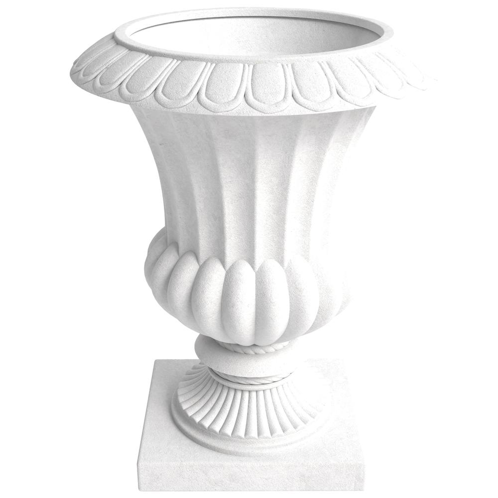 Lotus Series Poly Stone Planter in White, 20 Dia, 28 High