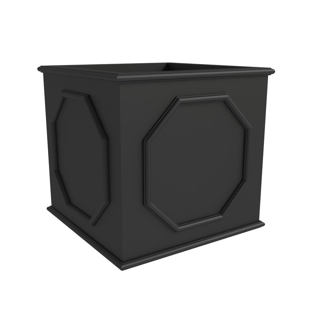 Sprout Series Cubic Fiber Stone Planter in Black 21.7 Cube