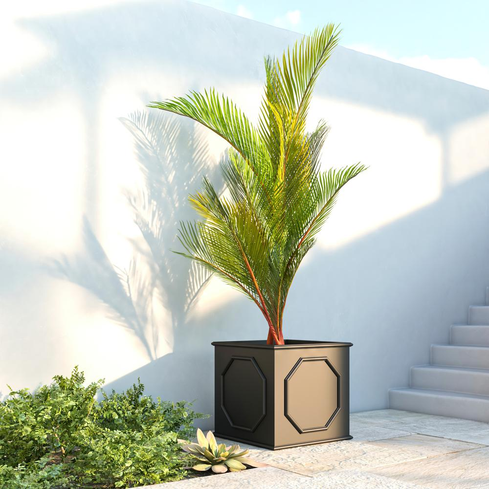 Sprout Series Cubic Fiber Stone Planter in Black 21.7 Cube