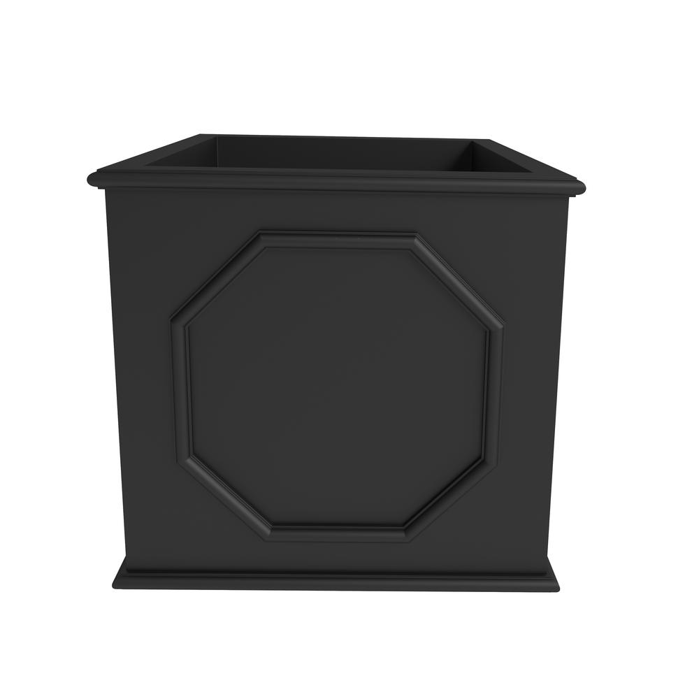 Sprout Series Cubic Fiber Stone Planter in Black 21.7 Cube