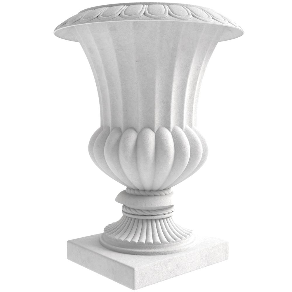 Lotus Series Poly Stone Planter in White, 20 Dia, 28 High