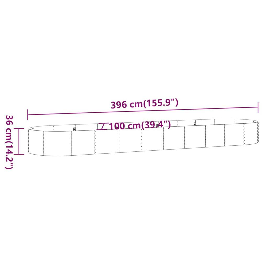 Garden Raised Bed Powder-coated Steel 155.9"x39.4"x14.2" Gray