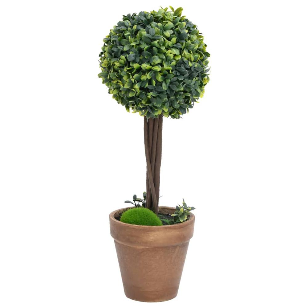 Artificial Boxwood Plants 2 pcs with Pots Ball Shaped Green 13