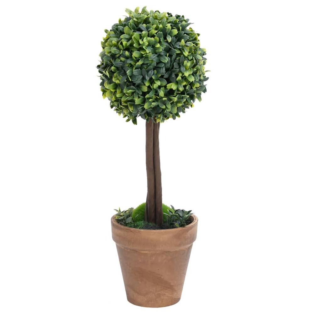 Artificial Boxwood Plants 2 pcs with Pots Ball Shaped Green 13