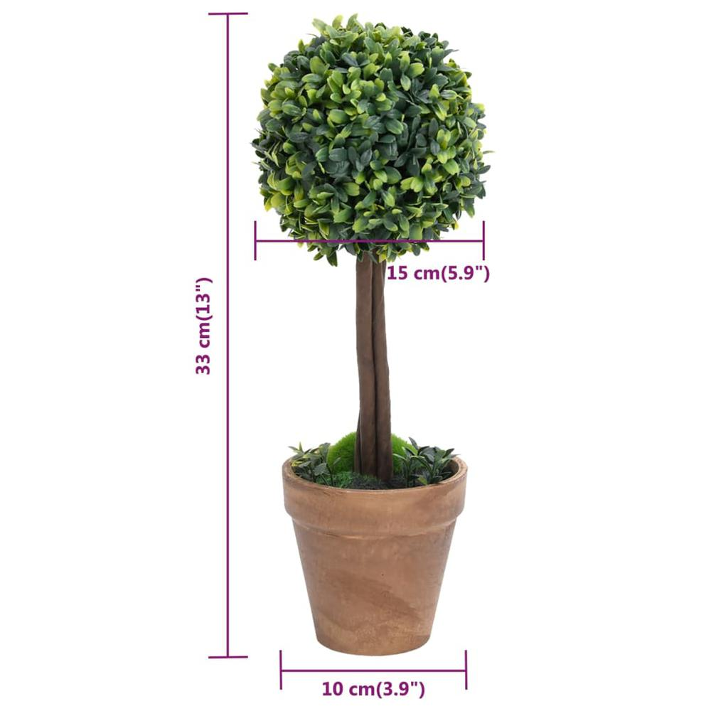 Artificial Boxwood Plants 2 pcs with Pots Ball Shaped Green 13