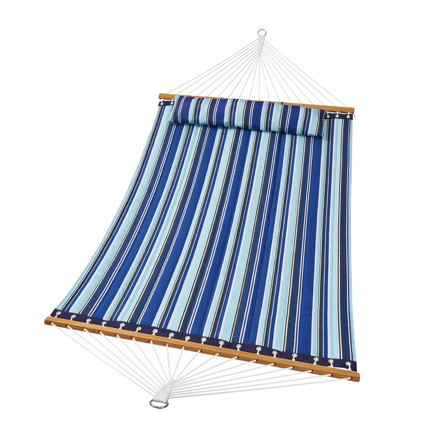 VEVOR Double Quilted Fabric Hammock, 12 FT Double Hammock with Hardwood Spreader Bars, 2 Person Quilted Hammock with Detachable Pillow and Chains for Camping Outdoor Patio Yard Beach, 480 lbs Capacity