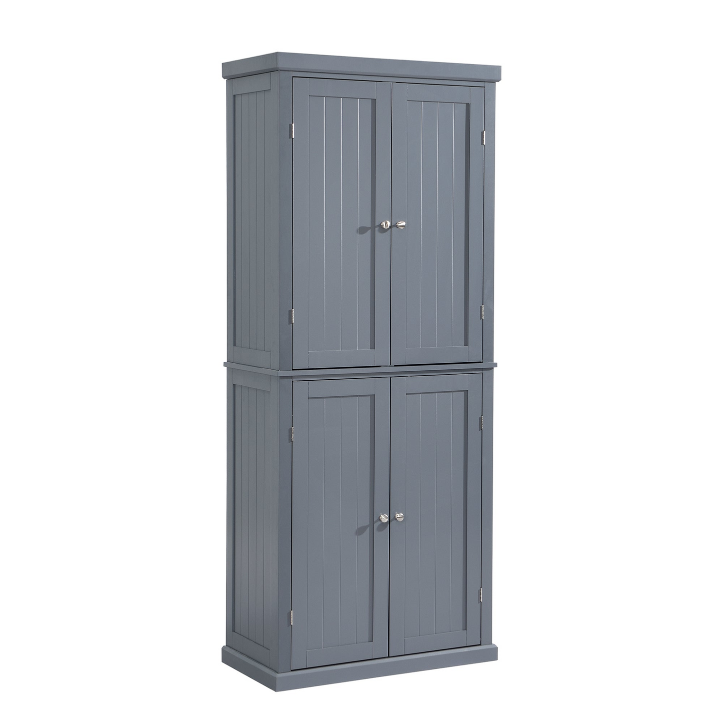 Freestanding Tall Kitchen Pantry, 72.4" Minimalist Kitchen Storage Cabinet Organizer with 4 Doors and Adjustable Shelves,Gray