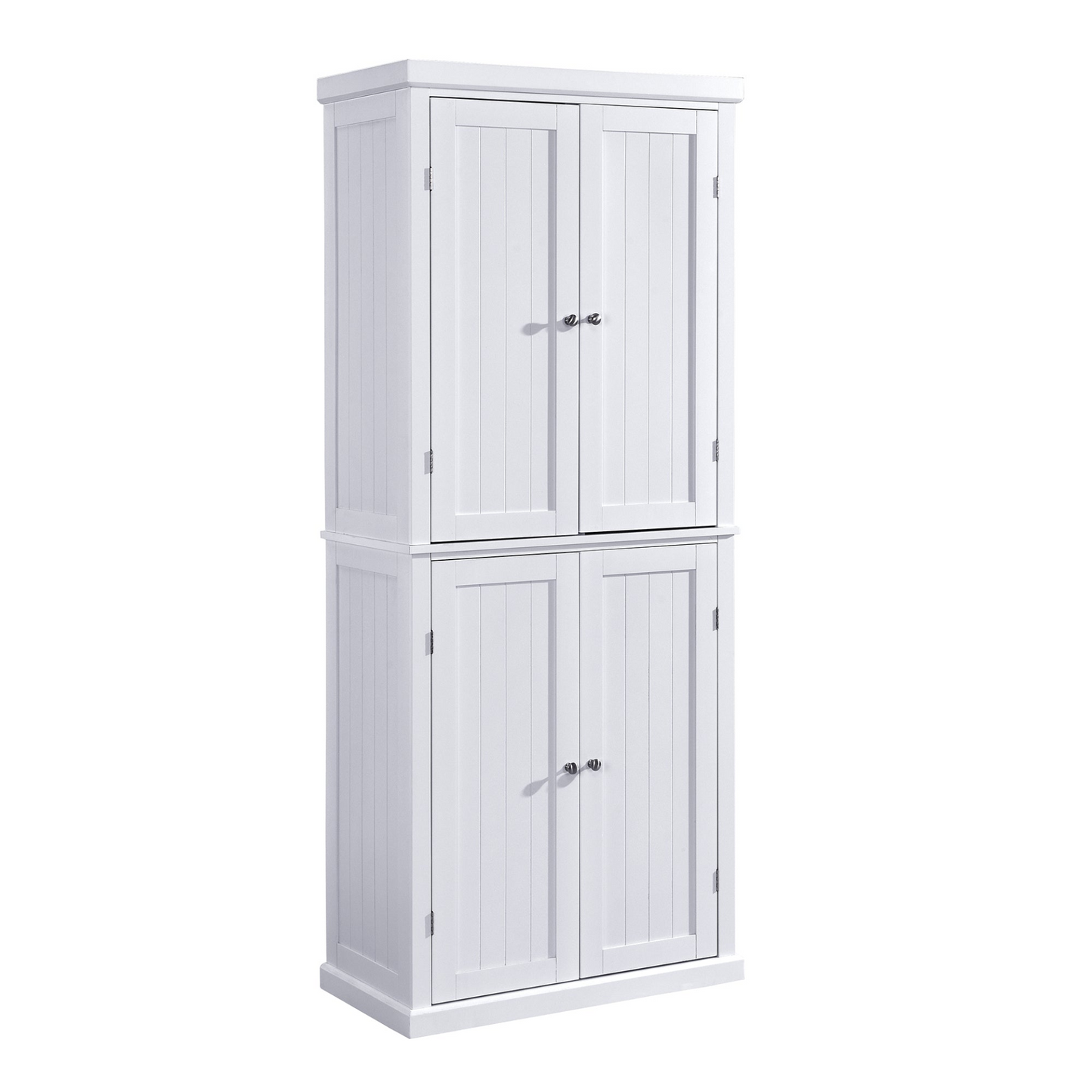 Freestanding Tall Kitchen Pantry, 72.4" Minimalist Kitchen Storage Cabinet Organizer with 4 Doors and Adjustable Shelves, White