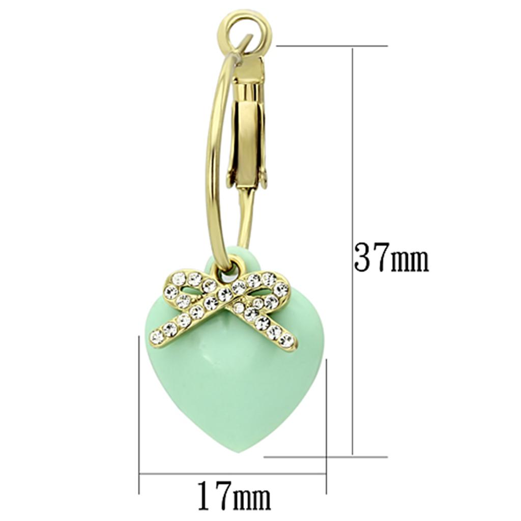 VL101 - IP Gold(Ion Plating) Brass Earrings with Synthetic Synthetic Stone in Emerald