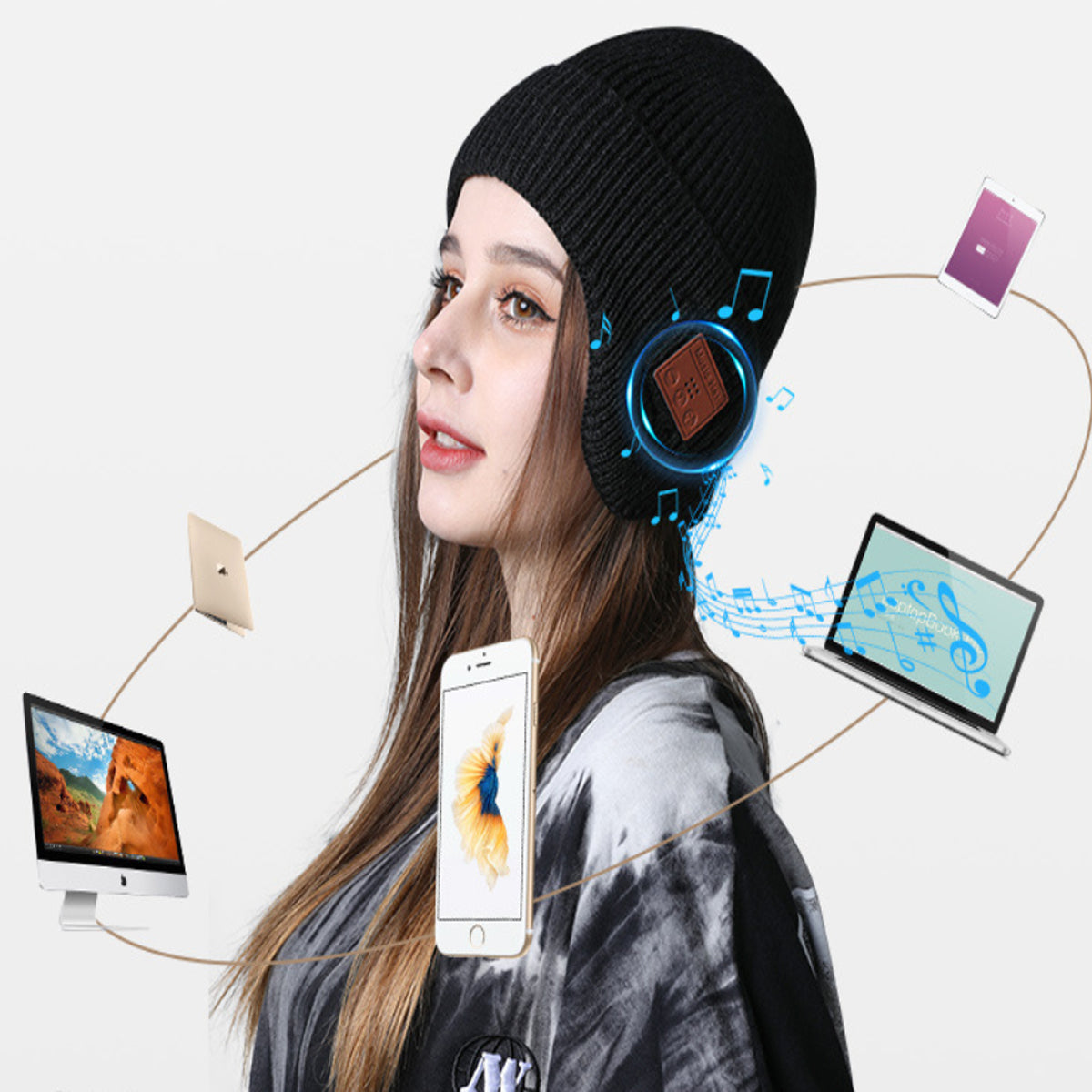 Musical Beanie Hat With Ear Muff and Bluetooth