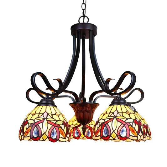 CHLOE Lighting SERENITY Victorian Tiffany-Style Dark Bronze 5 Light Large Chandelier 25" Wide