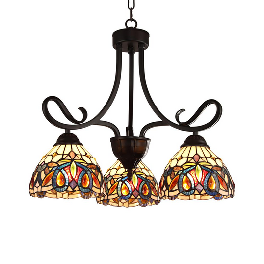 CHLOE Lighting SERENITY Victorian Tiffany-style Dark Bronze 3 Light Mini Chandelier 22" Wide