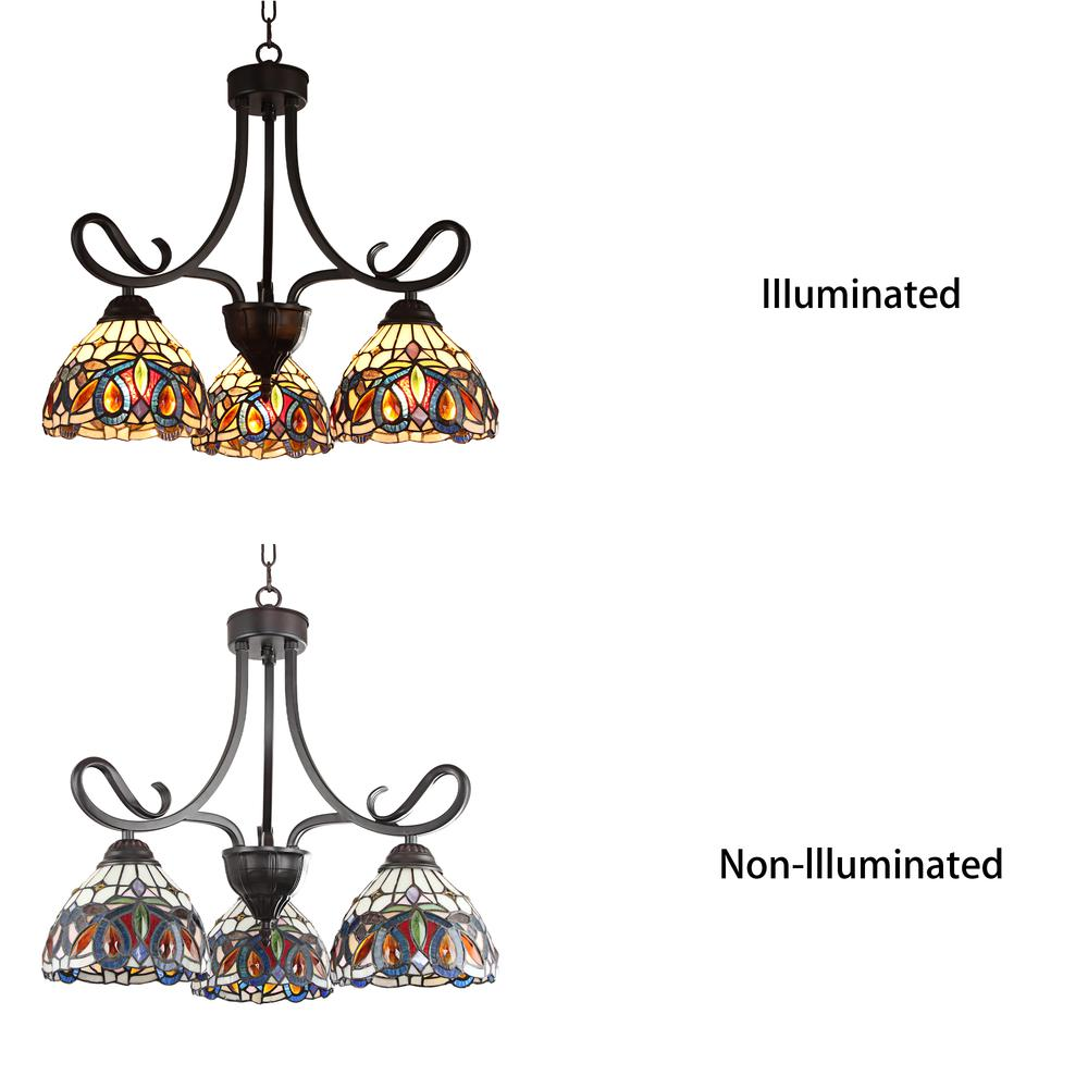 CHLOE Lighting SERENITY Victorian Tiffany-style Dark Bronze 3 Light Mini Chandelier 22" Wide