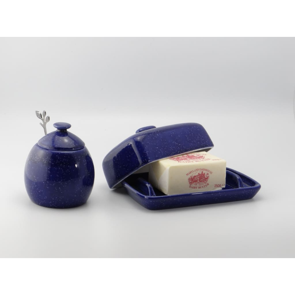 Butter Dish and Sugar Bowl Set Night Sky Glaze