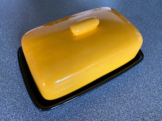 Butter Dish Yellow Lid with Jet Black Dish