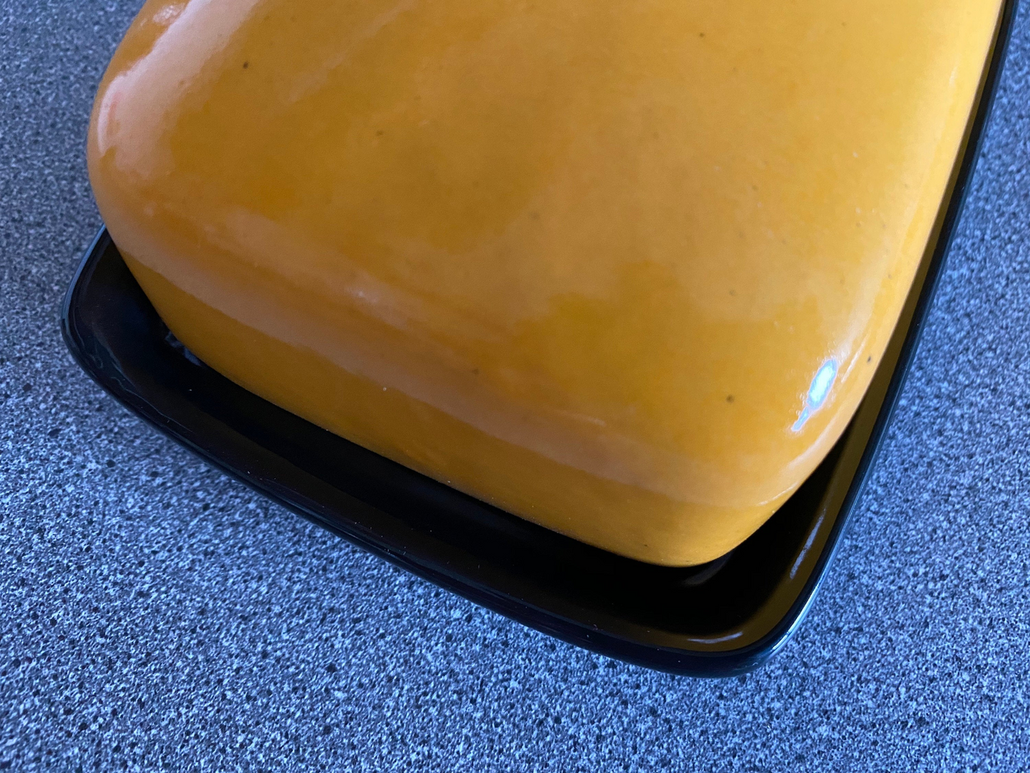 Butter Dish Yellow Lid with Jet Black Dish