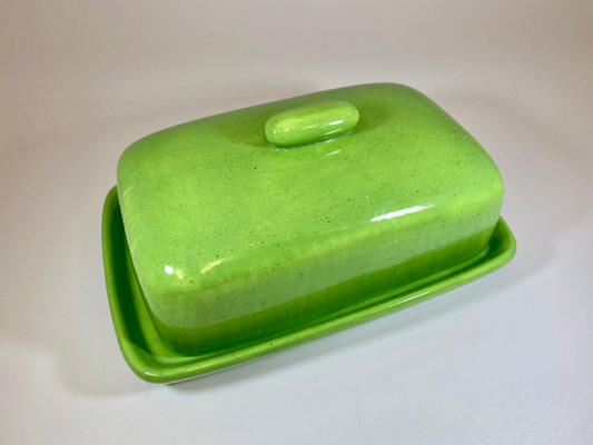 Butter Dish Lime Green Glaze