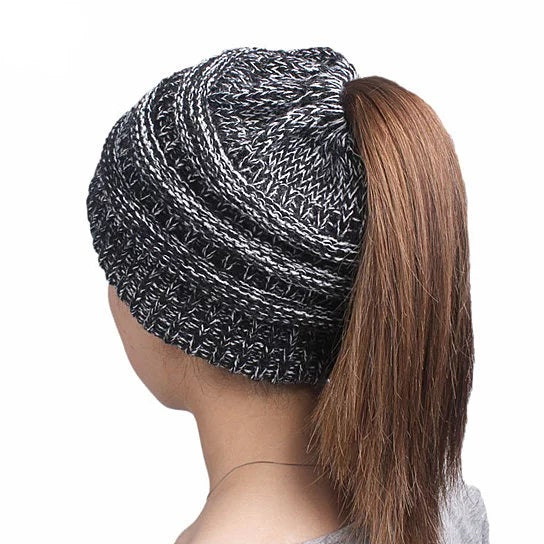 Pony Beanie Super Cute Cable Knit Hat