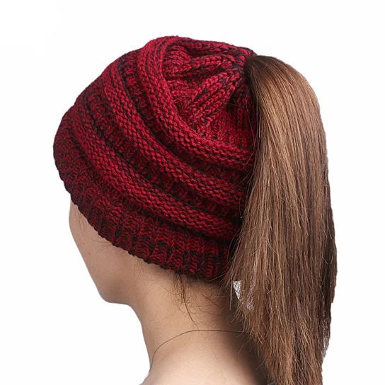 Pony Beanie Super Cute Cable Knit Hat