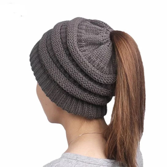 Pony Beanie Super Cute Cable Knit Hat