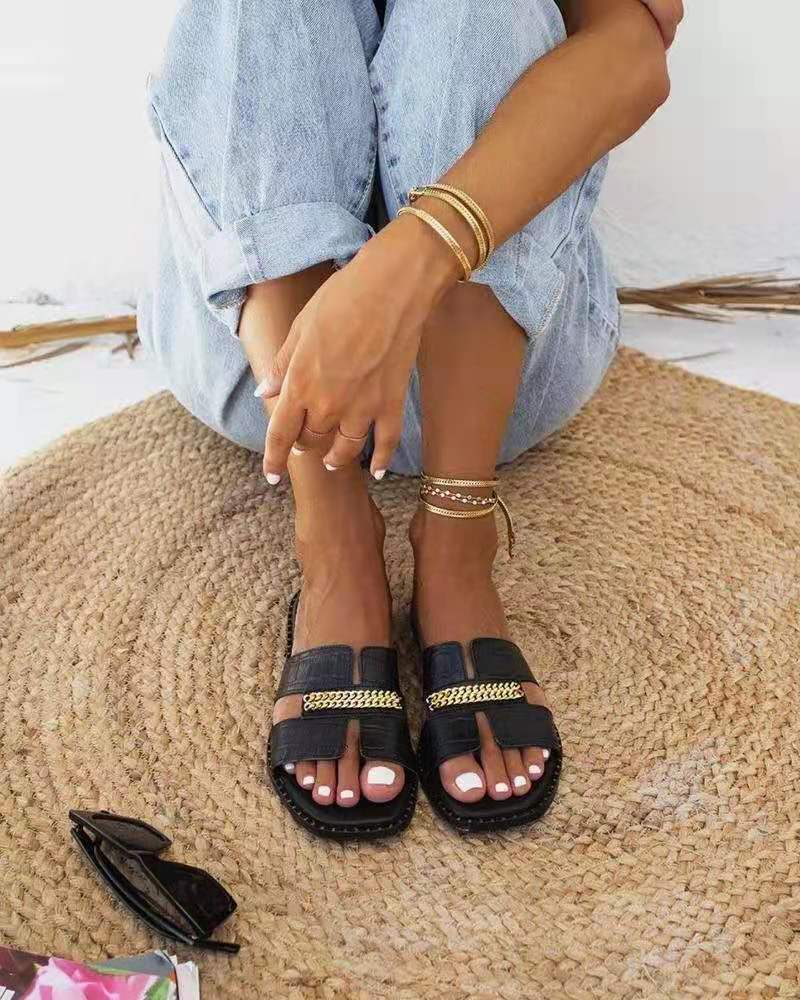 Casual Flat Heel Chain Sandals