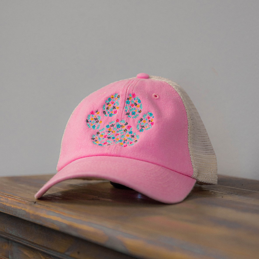 Floral Paw Print Hat