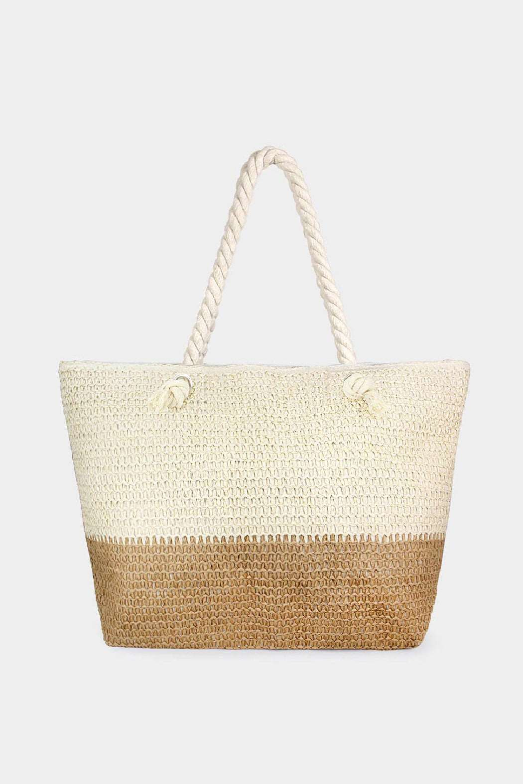 Straw Beach Tote, 2 Tone