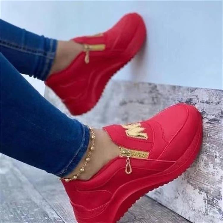 Platform Zipper One-Step Solid Color Casual Shoes