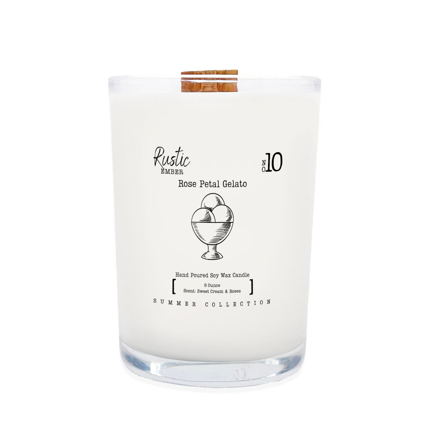 Rose Petal Gelato | 8 Ounce Candle | Rustic Ember